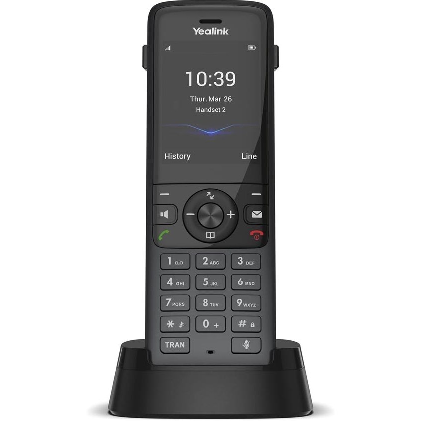 «تصویر تلفن بی‌سیم Yealink W78P شامل گوشی W78H با صفحه‌نمایش رنگی و پایه DECT W70B، مناسب برای کسب‌وکارهای حرفه‌ای»